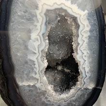 Load image into Gallery viewer, Top quality- Agate geode from Brazil  with sparkling druzy on the middle
