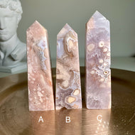 High quality - pink amethyst flower agate tower / point
