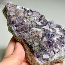 Load image into Gallery viewer, Xianghualing blue purple fluorite with sparkling pyrite surface
