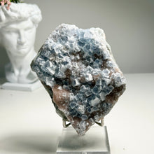 Load image into Gallery viewer, Frosted Blue Fluorite Plate – Natural Cubic Fluorite Crystal Cluster for Home Decor and Mineral Collection
