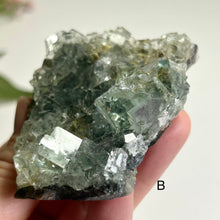 Load image into Gallery viewer, Glass Aquatic Fluorite on Matrix with Manganese Oxide – Natural Green Fluorite Crystal Specimen (A / B)
