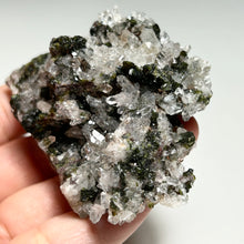 Load image into Gallery viewer, Natural Quartz Crystal Cluster with Green Epidote on Matrix | Raw Mineral Specimen from China | Collector Display
