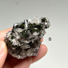 Load image into Gallery viewer, Natural Quartz Crystal Cluster with Green Epidote on Matrix | Raw Mineral Specimens from China
