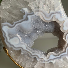 Load image into Gallery viewer, Rare - large size top quality druzy agate moon from Brazil ( free stand)
