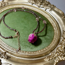 Load image into Gallery viewer, Antique Rose Bud Necklace | Czech Glass Bead Necklace | Vintage Romantic Jewelry
