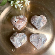 High quality - pink flower agate heart