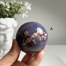 Load image into Gallery viewer, "Glacier Bloom" – Premium Blue Flower Agate Sphere
