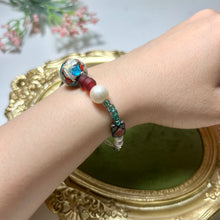 Load image into Gallery viewer, Art Glass Bracelet | Lampwork Bead Bracelet | Czech Glass &amp; Mother of Pearl Jewelry
