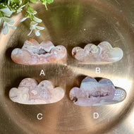 Top quality - pink flower agate clouds with druzy