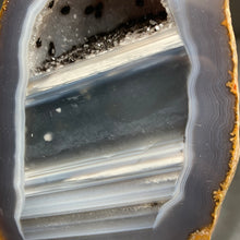 Load image into Gallery viewer, Top quality-  Agate geode pair from Brazil with sparkling druzy and nice banding
