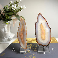 Top Quality Brazilian Agate Slice – Natural Banding, Polished Crystal Slab