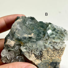 Load image into Gallery viewer, Self stand Glass Fluorite Crystal Cluster – Green Cubic Fluorite on Matrix (Piece A or B)

