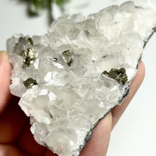 Load image into Gallery viewer, White Calcite Plate with Pyrite — Natural Calcite Crystal Cluster for Home Décor &amp; Healing Energy

