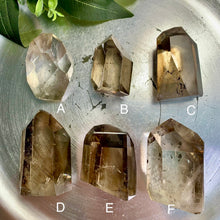 Load image into Gallery viewer, Blue Needle Smoky Quartz Tower – High Clarity Brazilian Crystal with Blue Light Inclusions
