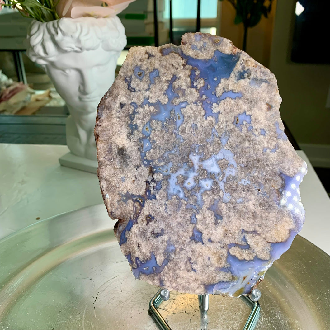 High quality - blue flower agate slab / slice