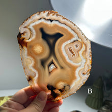 Load image into Gallery viewer, Top Quality Brazilian Agate Slice – Natural Banding, Blue Center &amp; Artistic Patterns
