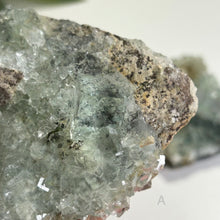 Load image into Gallery viewer, Glass Aquatic Fluorite on Matrix with Manganese Oxide – Natural Green Fluorite Crystal Specimen (A / B)
