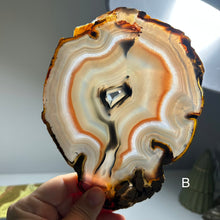 Load image into Gallery viewer, Top Quality Brazilian Agate Slice – Soft Orange Gradient &amp; Natural Druzy Center
