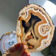 Load image into Gallery viewer, Top Quality Brazilian Agate Slice – Soft Orange Gradient &amp; Natural Druzy Center
