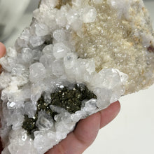 Load image into Gallery viewer, Apophyllite on Calcite with Pyrite | Secondary Growth Apophyllite Crystals | Natural Mineral Specimen | Collector Display Piece
