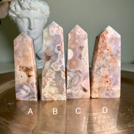 High quality- pink amethyst flower agate tower/ point