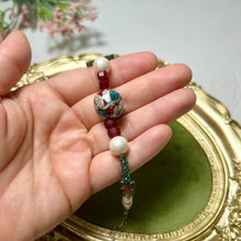 Load image into Gallery viewer, Art Glass Bracelet | Lampwork Bead Bracelet | Czech Glass &amp; Mother of Pearl Jewelry
