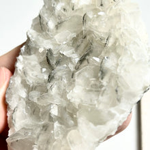 Load image into Gallery viewer, White Calcite Cluster with Pyrite Inclusions — Natural Crystal Plate for Home Decor &amp; Healing Energy
