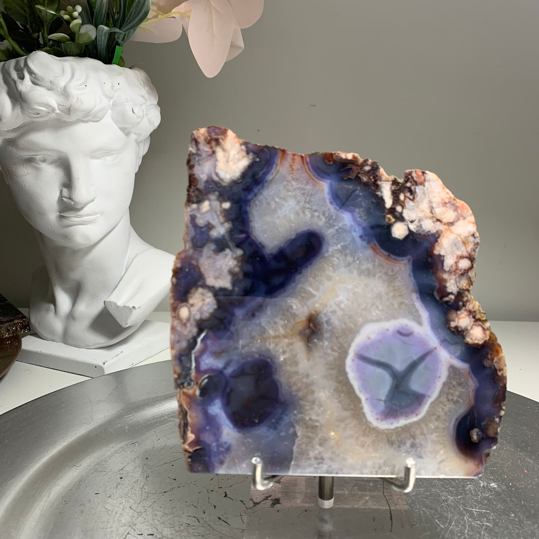 Top quality - blue flower agate slab / slice ( natural color)