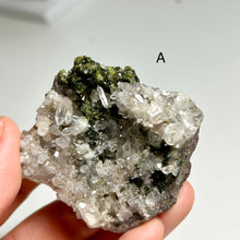 Load image into Gallery viewer, Natural Quartz Crystal Cluster with Green Epidote on Matrix | Raw Mineral Specimens | China
