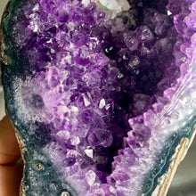 Load image into Gallery viewer, Rare - Uruguay amethyst geode with calcite and moss agate banding
