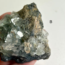 Load image into Gallery viewer, Self stand Glass Fluorite Crystal Cluster – Green Cubic Fluorite on Matrix (Piece A or B)
