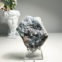 Load image into Gallery viewer, Frosted Blue Fluorite Plate – Natural Cubic Fluorite Crystal Cluster for Home Decor and Mineral Collection
