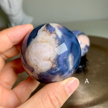 Load image into Gallery viewer, Rare - top quality blue flower agate sphere
