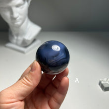 Load image into Gallery viewer, Rare Blue Flower Agate Sphere - Minimalist Sakura Crystal Ball - Moody Home Decor
