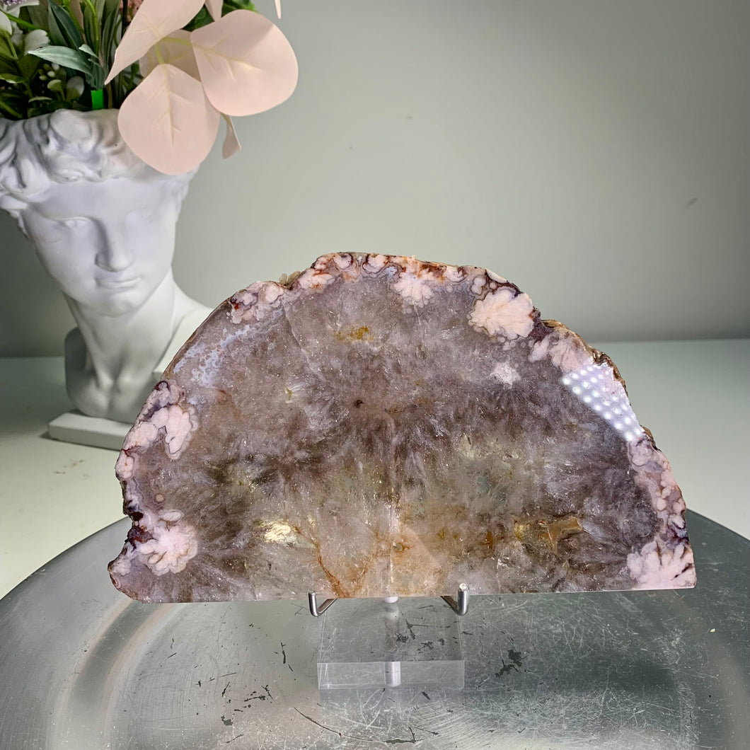 High quality- crystallized blue flower agate slab/ slice ( natural color)