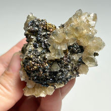 Load image into Gallery viewer, Sphalerite, Pyrite &amp; Calcite Cluster – Rare Golden Crystal Mineral for Energy, Protection &amp; Home Decor
