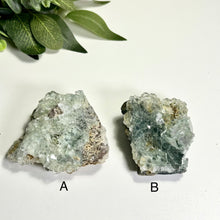 Load image into Gallery viewer, Glass Aquatic Fluorite on Matrix with Manganese Oxide – Natural Green Fluorite Crystal Specimen (A / B)
