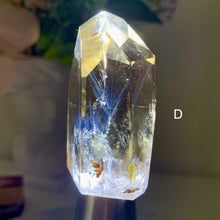 Load image into Gallery viewer, Blue Needle Smoky Quartz Tower – High Clarity Brazilian Crystal with Blue Light Inclusions
