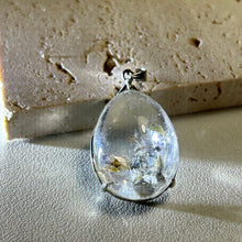 Load image into Gallery viewer, Quartz Pendant in Silver | Mica Included Quartz with Rainbow | Clear Natural Crystal Necklace | One of a Kind Jewelry
