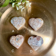 High quality - pink flower agate heart