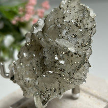 Load image into Gallery viewer, Sparkling Calcite Cluster with Golden Pyrite — Rare Crystal Specimen for Home Decor &amp; Healing Energy
