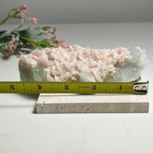 Load image into Gallery viewer, Pearl Pink Dolomite with Green Fluorite | Pastel Crystal Cluster on Matrix | Natural Mineral Home Décor
