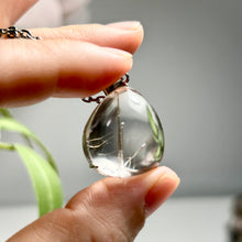 Load image into Gallery viewer, Golden Rutilated Quartz Pendant in Silver | Clear Rutile Crystal Necklace | Minimalist One of a Kind Jewelry
