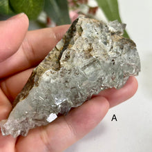 Load image into Gallery viewer, Glass Fluorite Crystal Cluster– Green Cubic Fluorite with Pyrolusite on Matrix
