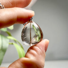 Load image into Gallery viewer, Golden Rutilated Quartz Pendant in Silver | Clear Rutile Crystal Necklace | Minimalist One of a Kind Jewelry
