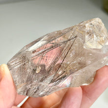 Load image into Gallery viewer, Steel Silver Rutilated Quartz Crystal Point | Coarse Rutile Inclusions | Natural Rutilated Quartz Specimen | Mineral Display

