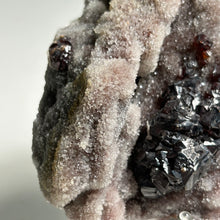 Load image into Gallery viewer, Large Garnet on Pink Quartz Druzy Cluster – Deep Red Natural Crystal Specimen for Home Decor and Mineral Collection
