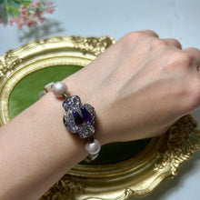 Load image into Gallery viewer, Midnight Relic Bracelet | Handmade Lampwork Glass, Shell Pearls &amp; Lava Stone Bracelet
