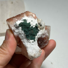 Load image into Gallery viewer, Pink Mangano Calcite with Red-Banded Calcite — Rare Bladed Calcite Cluster from Hunan, China
