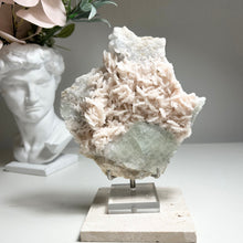 Load image into Gallery viewer, Large Pearl Pink Dolomite with Green Fluorite — Natural Crystal Cluster from Hunan, China | Pastel Mineral Specimen for Decor &amp; Collection
